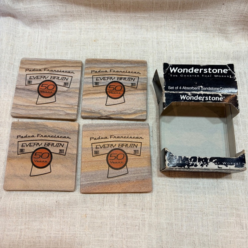 Wonderstone Padua Franciscan High School‎ 50 Years Bruins Sandstone Coasters Set
